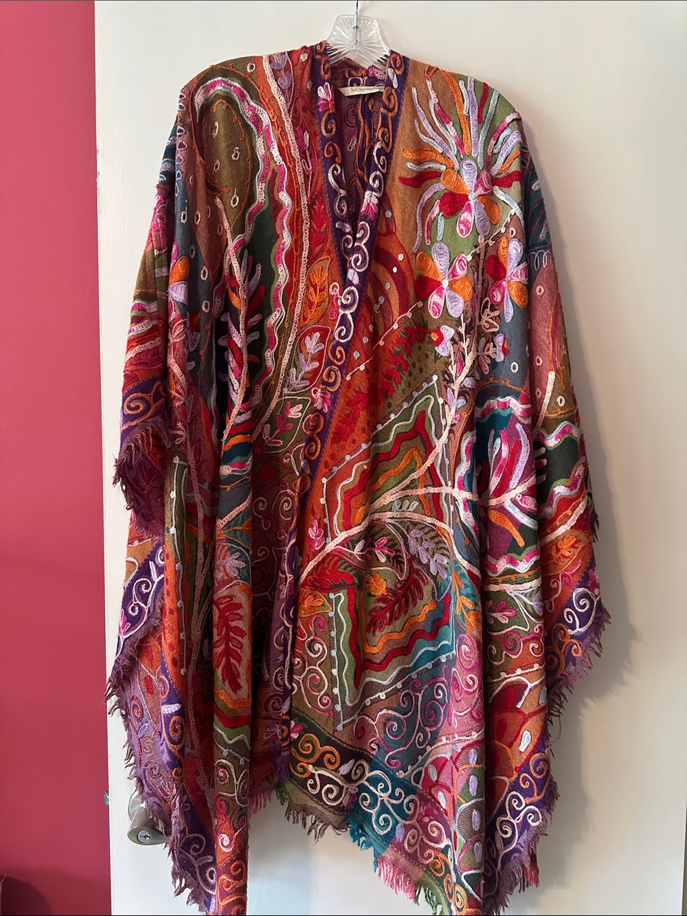 Vibrant Multicolor Embroidered Shawl Wrap by Soft Surroundings